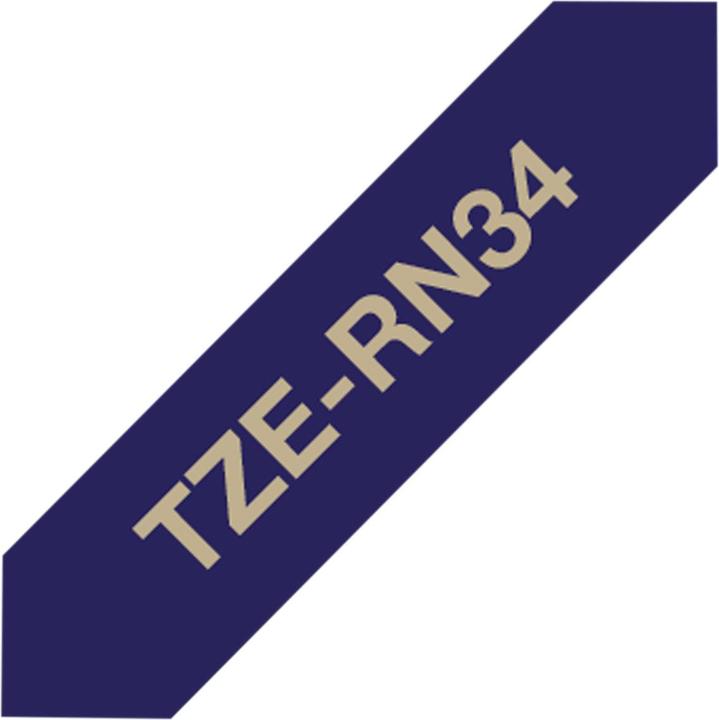 Brother TZe-RN34 (1.20 cm, Blau, Gold)