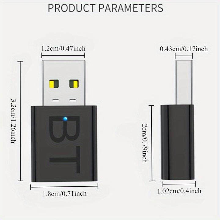 Produktbild PhoneLook Bluetooth 5.0 USB-A Sender-Empfänger Drahtlos mit 3,5mm Klinkenstecker für PC und Auto (Sender & Empfänger)