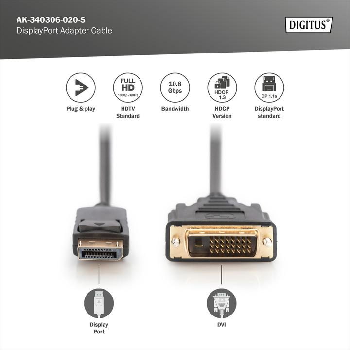 Actual product image Digitus DisplayPort — DVI (2 m, DisplayPort)