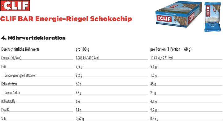 Produktbild Clif Bar Energy Riegel (Schokolade, 12 Stk., 816 g)