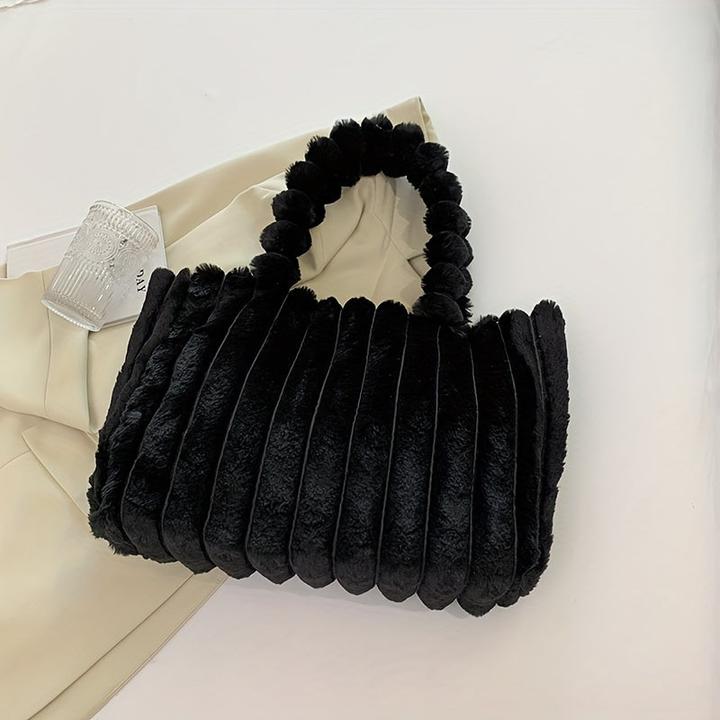 Immagine prodotto Only-Bags.Store Borsa tote in felpa, borsa a tracolla leggera e capiente, borsa versatile in tinta unita per i