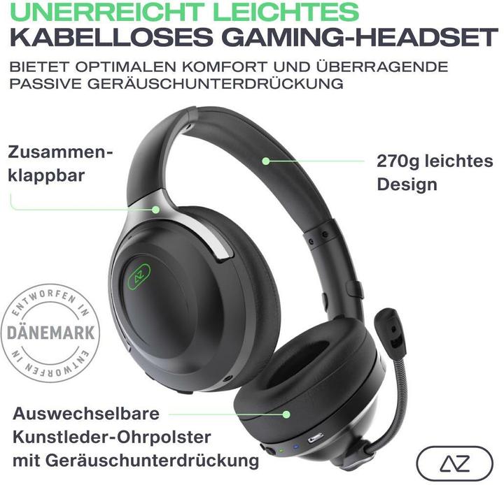 Actual product image AceZone A-Spire wireless gaming headset black (Wireless, Cable)