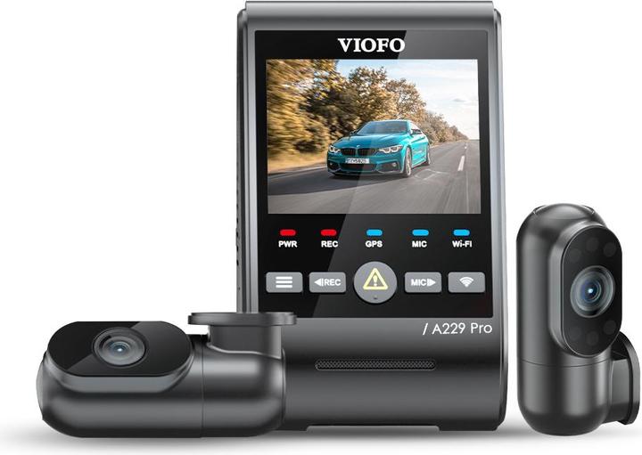 Immagine prodotto Viofo A229 Pro 3CH (WiFi, Accelerometro, Visione notturna, Ricevitore GPS, Microfono incorporato, Display integrato, 4K)