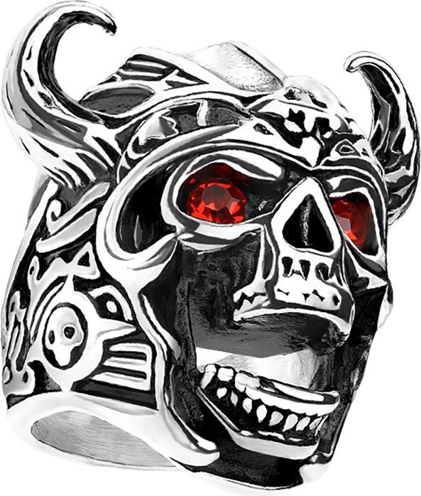 Star Piercing Ring silber Wikinger Totenkopf mit Kristallaugen