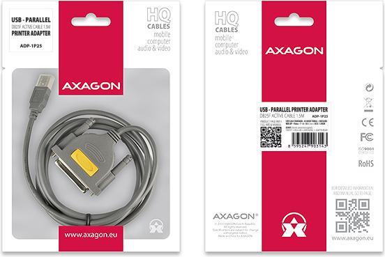 Produktbild Axagon ADP-1P25 USB2.0 - Parallel DB25F Printer Adapter (1.50 m, Parallel (Drucker))