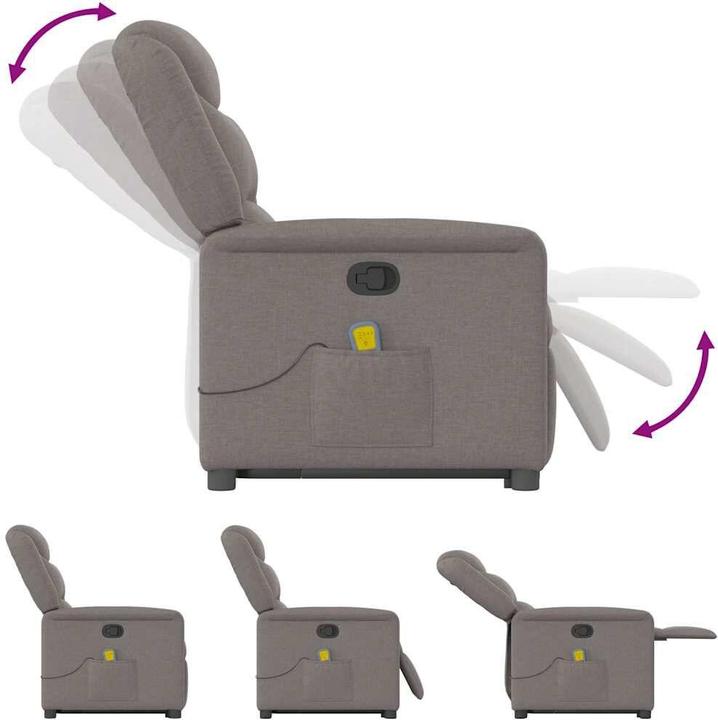 Immagine prodotto VidaXL Poltrona massaggiante con ausilio per la risalita Tessuto Taupe