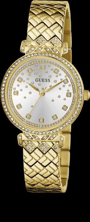 Guess P GLD BRCT / SUN SLV GLITZ DL / P GLD BRCT W/ CRYS Armbanduhr (Uhr mit Schmuckstein, 32 mm)