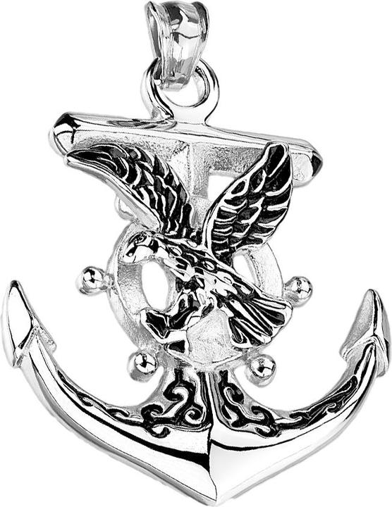 Star Piercing Anhänger silber Adler auf Anker (Chirurgenstahl 316L)