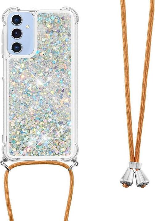 Produktbild Cover-Discount Galaxy A15 - Glitzer Hülle mit Umhängeband silber (Samsung Galaxy A15)