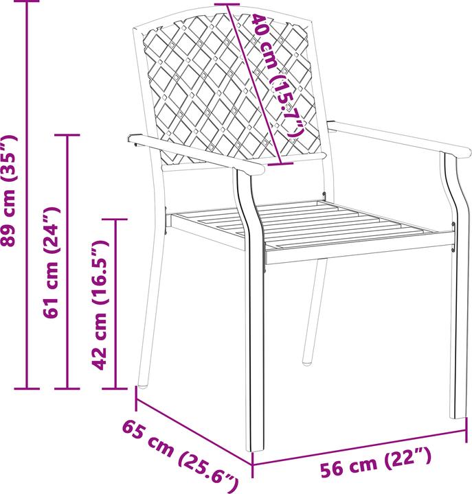 Produktbild VidaXL Gartenstühle 4 Stk. Stapelbar Anthrazit Stahl
