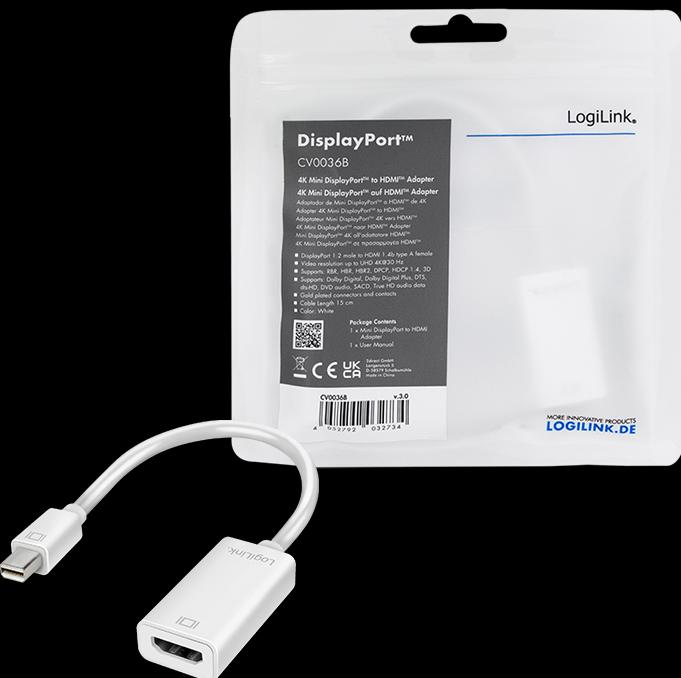 Produktbild LogiLink Mini DisplayPort zu HDMI (HDMI, 15 cm)
