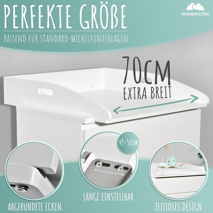 Produktbild Wolkenglück Wickelaufsatz für IKEA Malm Kommode (73x70x13cm)