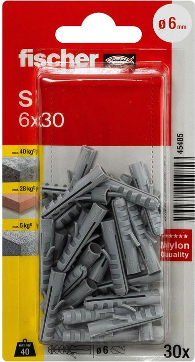 Immagine prodotto Fischer 45485 Tappo di nylon S 6 NV (30 pz.)