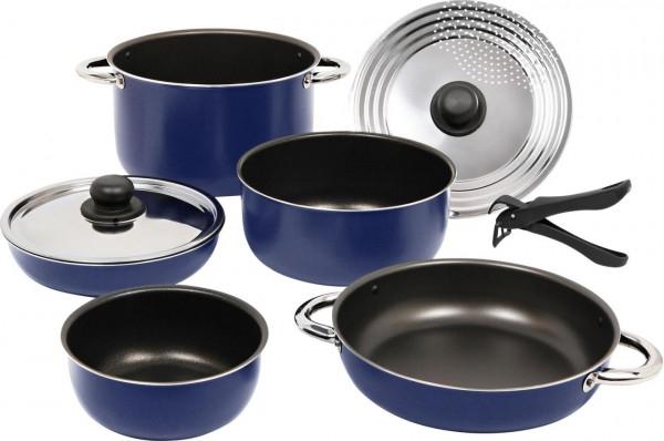 Image du produit Berger Set de casseroles aluminium empilable bleu 9 pcs. (Ensemble de casseroles et de poêles de cuisson, Aluminium)