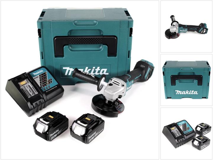 Produktbild Makita DGA 517 RGJ Akku Winkelschleifer 18 V 125 mm Brushless + 2x Akku 6,0 Ah + Ladegerät + Makpac (125 mm)