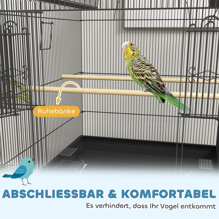 Image du produit PawHut Vogelkäfig Stahl, Kunststoff Schwarz