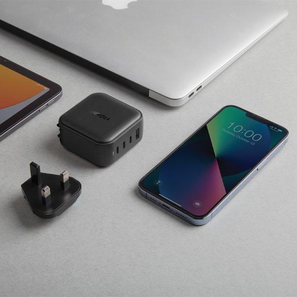 Actual product image Energea ład. siec. 1xUSB+2xUSB-C PD-PPS-QC 3.0 66W 2C1A czarny/black US+EU Travelite GAN66 (66 W)