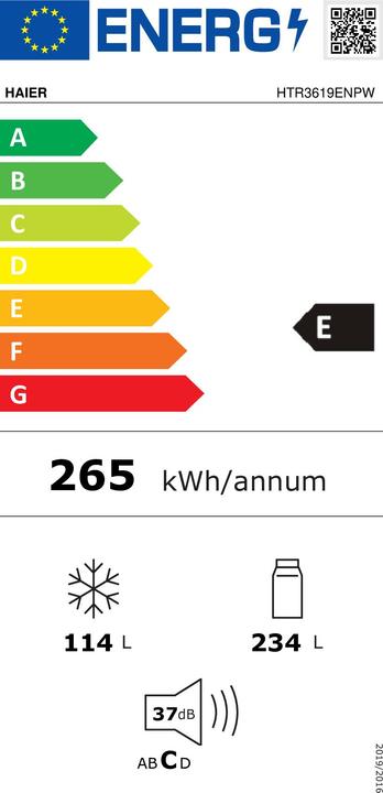 Energie-Label Haier Htr3619enpw (348 l)