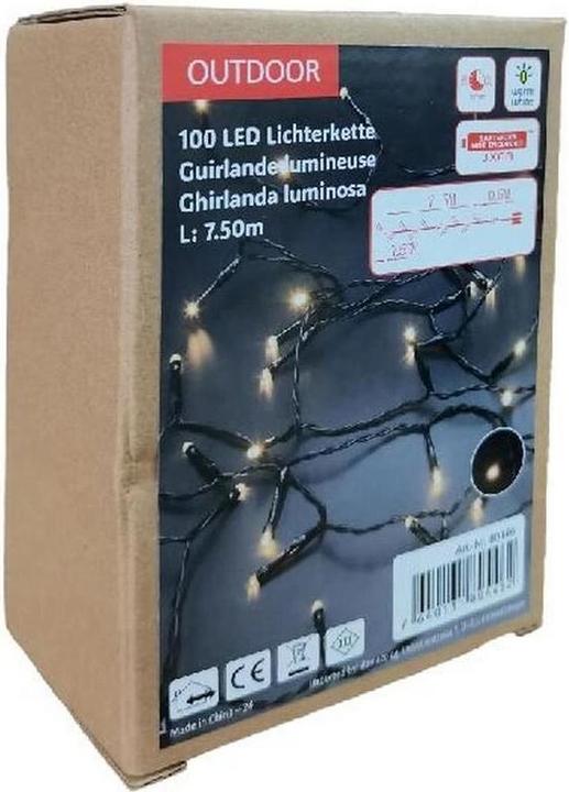 Immagine prodotto GuGus Catena luminosa a LED per esterni 100 LED luce bianca calda Lunghezza 7,5 m (7.50 m)