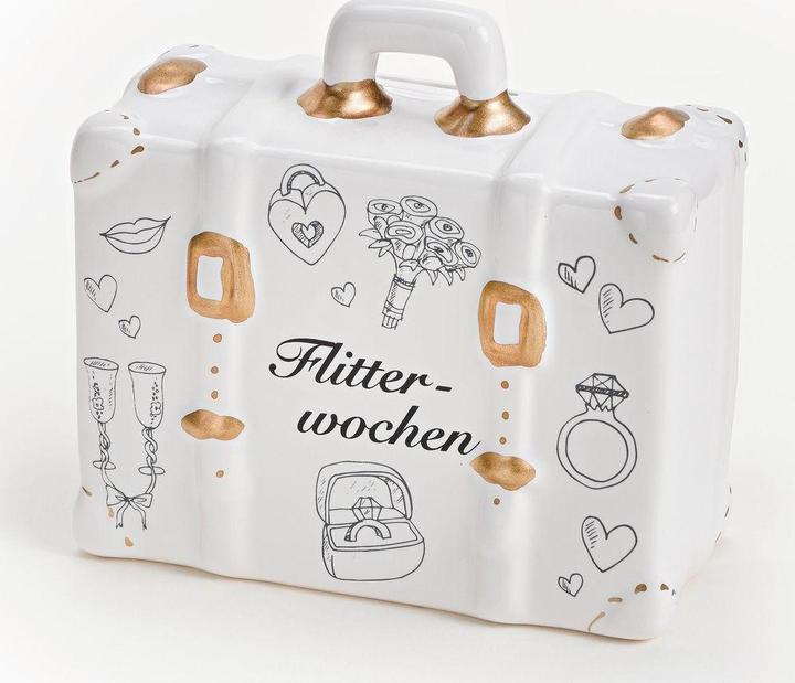 Produktbild G. Wurm Spardose Koffer Just Married 6 x 14 x 13 cm (14 x 14 x 13 cm)