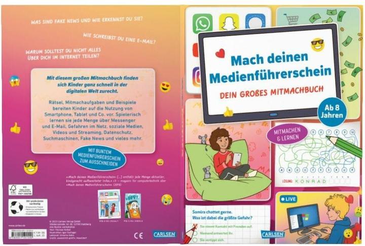 Actual product image Mach deinen Medienführerschein: Dein grosses Mitmachbuch (German, Igor Dolinger, Thomas Feibel, 2023)