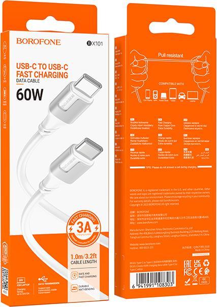 Produktbild Borofone USB-C to USB-C Kabel BX101 Creator, 60W, 3A, 1m, Weiss (1 m, 60 W)