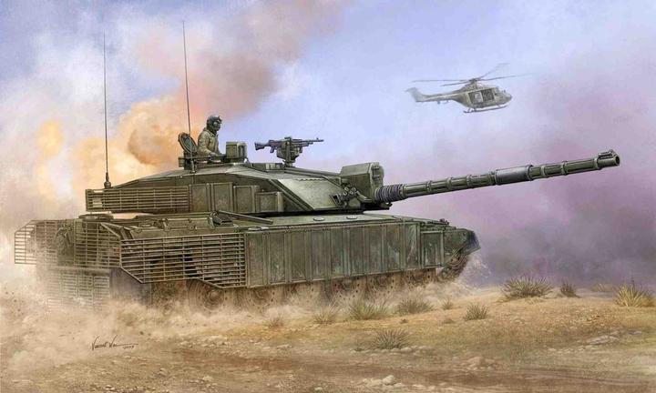 Actual product image Trumpeter British Challenger2 with Anti-Heat Fence