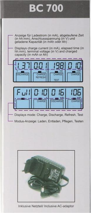 Immagine prodotto Sanyo Eneloop AAA HR-4UTGA e BC-700 LCD Quick Charger (4 pz., AAA, 700 mAh, Batteria + Caricabatterie)