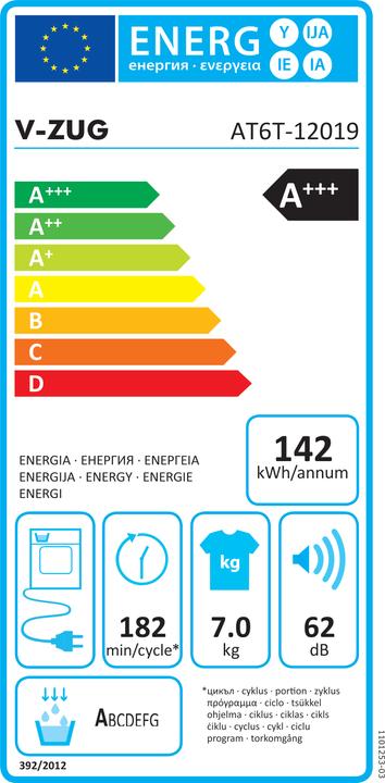 Energy Label V-Zug Adora Special Edition ELITE (7 kg, Left, Right)