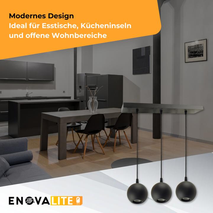 Produktbild Enovalite LED-Pendellampe GLOBE, GU10-Fassung, IP20, Ø10cm, 3 flammig, schwarz (GU10)