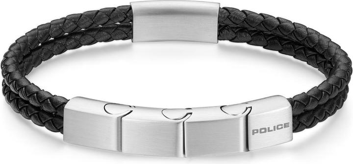 Police Parallel Armband (19 cm, Edelstahl, Leder)