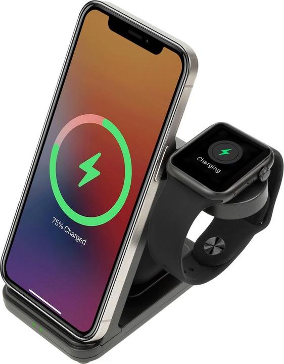 Image du produit Rivacase VA4916 WH3 Chargeur sans fil 3 en 1, charge 3 appareils simultanément, certifié Qi (15 W)