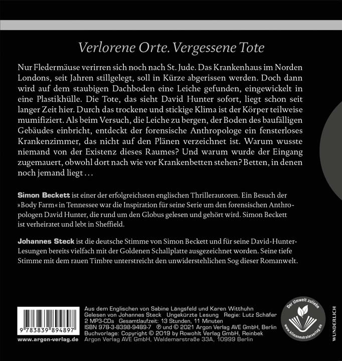 Produktbild Die ewigen Toten (Johannes Steck, Sabine Längsfeld, Simon Beckett, Karen Witthuhn, Deutsch)