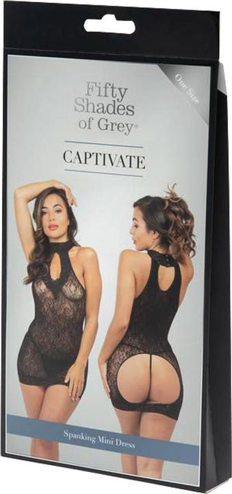 Actual product image Fifty Shades of Grey Captivate Black Lace Spanking Mini Dress Ouvert (One size)