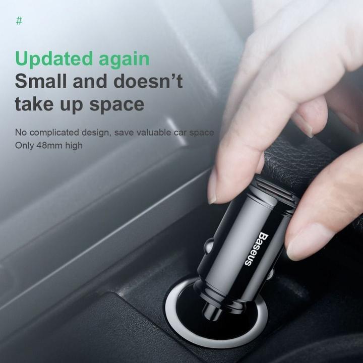 Image du produit Baseus Circular Plastic A+A 30W Dual QC3.0 Quick Car Charger(QC 3.0 SCP AFC) Black