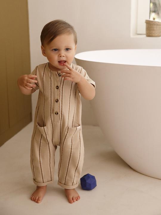 Produktbild Vertbaudet Bio-Kollektion: Baby Overall aus gestreiftem Strick (104)