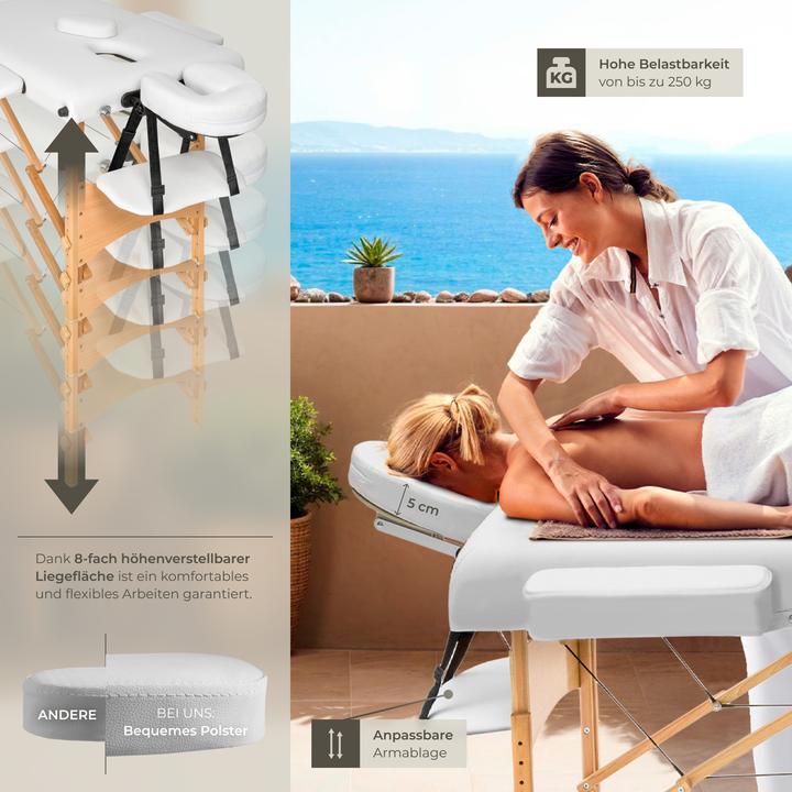 Actual product image tectake Massage Table Set Freddie | Massage table w/ headrest, armrests, face pad & bolster supports
