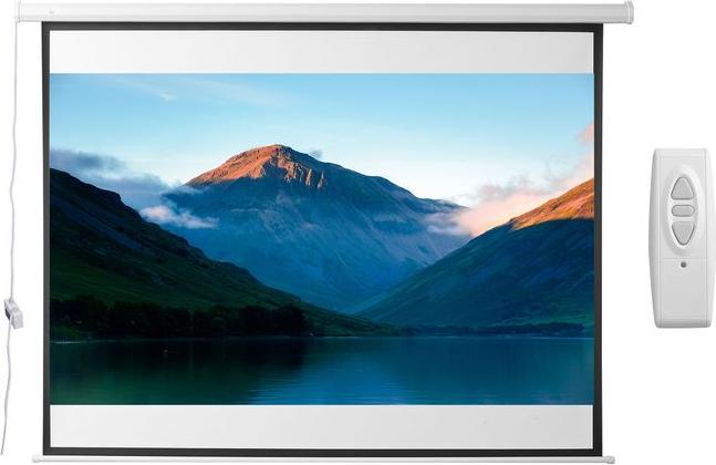 Immagine prodotto Swisshandel24 Schermo proiettore 4:3 elettrico 203x152cm con telecomando, per home cinema e presentazioni bianco (96.85", 4:3)