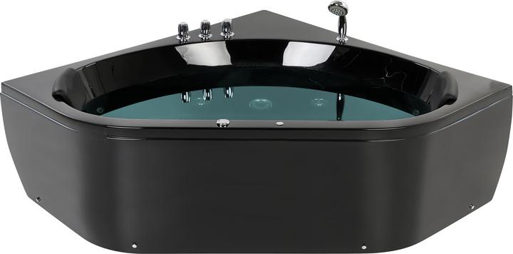 Produktbild Beliani Whirlpool Badewanne schwarz Eckmodell mit LED 140 x 140 cm MEVES (270 l, 140 cm, 140 cm)