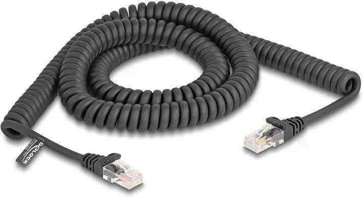 Produktbild Delock RJ45 Spiralkabel Stecker zu Stecker Cat.5e 3 m schwar (UTP, CAT5e, 3 m)