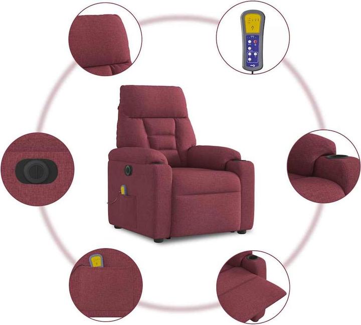 Actual product image VidaXL Massage chair electric wine red fabric