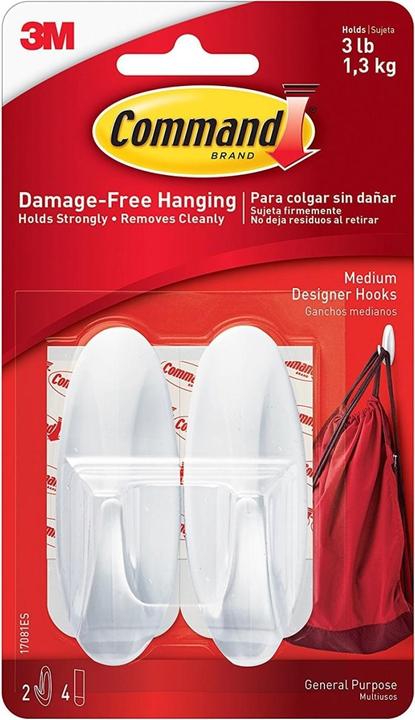 Immagine prodotto 3M 7100117769, Per interni, Gancio universale, Bianco, Striscia adesiva, 1,3 kg, Piastrelle e metallo