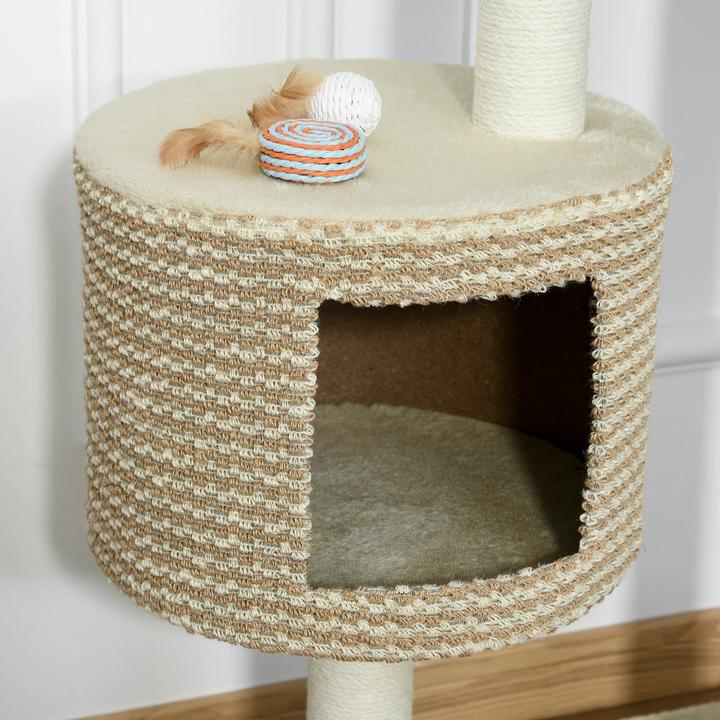 Produktbild PawHut Katzenkratzbaum, kuschelige Aussichtsplattformen, beige und kaffee, 61x41x96cm (96 cm, Braun)