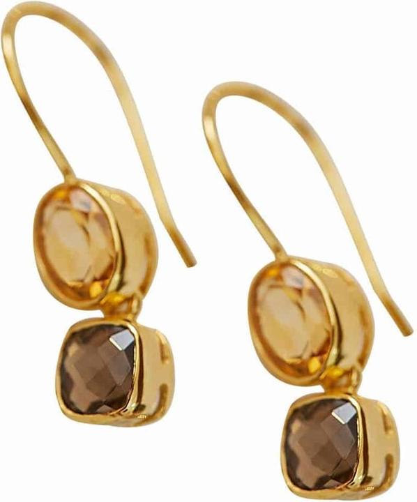 Loberon Ohrringe Ovique gold (925er Sterlingsilber, Verzierung: Citrin-Edelstein)