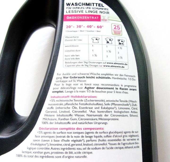 Produktbild Alma Win Waschmittel für dunkle + schwarze Wäsche (25 Waschgänge, Flüssigwaschmittel)