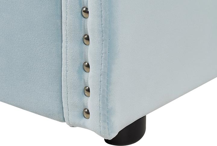 Actual product image Beliani Daybed extendable velvet fabric light blue slatted frame 90 x 200 cm TROYES (90 x 200 cm)