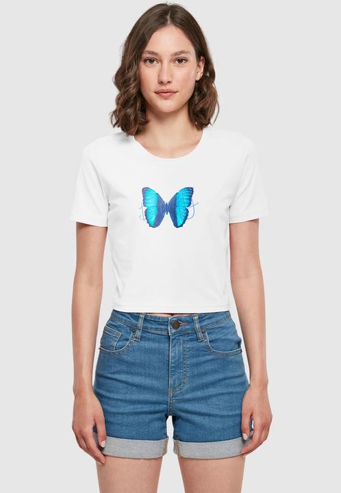 Actual product image Merchcode Ladies Butterfly Blue Cropped Tee - 191021 (XS)