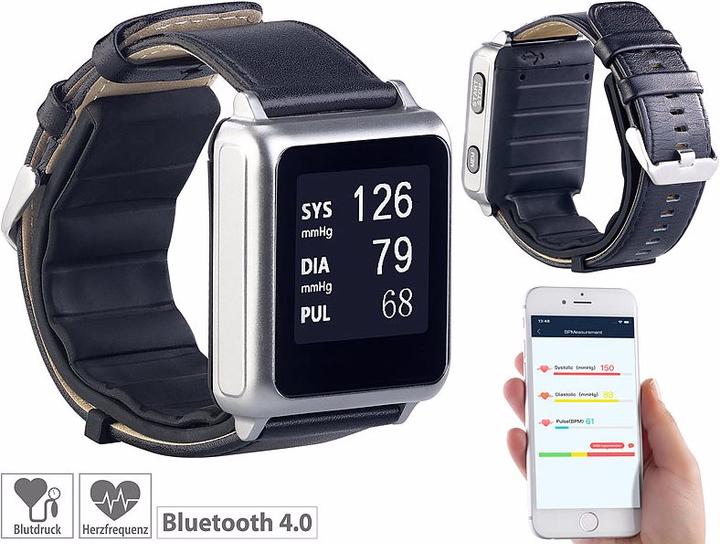 Produktbild Newgen medicals Blutdruck-Armbanduhr mit Pumpe, E-Ink-Display, Bluetooth & App