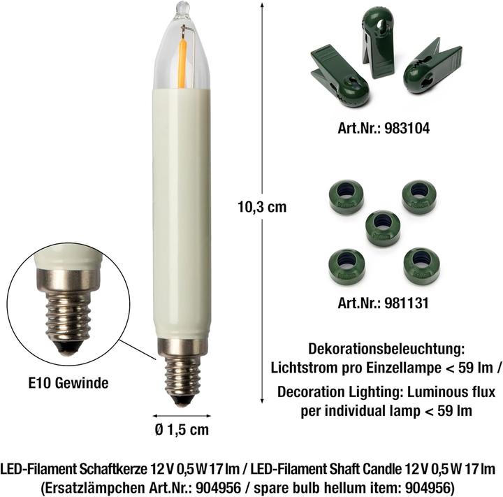 Actual product image Hellum LED Filament Shaft Candle Necklace 20flg outdoor (22 m)