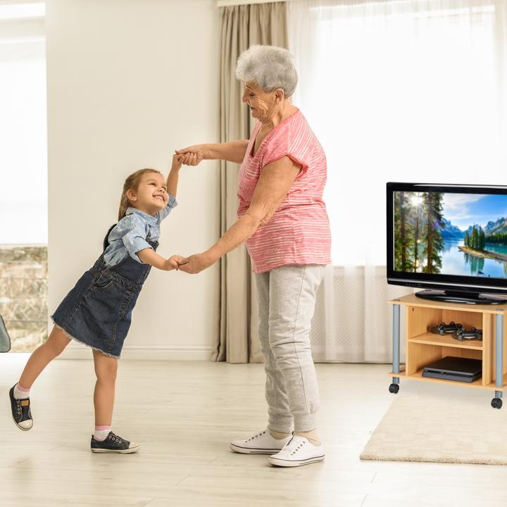 Immagine prodotto Relaxdays Mobile tv con ruote e 2 ripiani (60 x 40 x 45 cm)